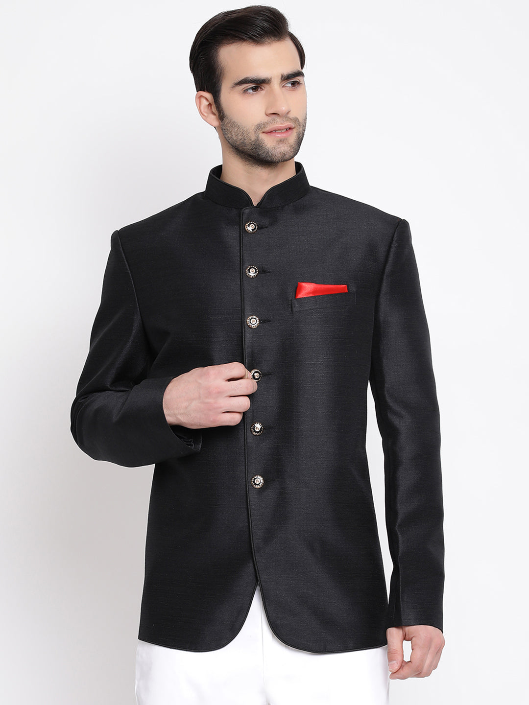 Men's Black Silk Blend Jodhpuri