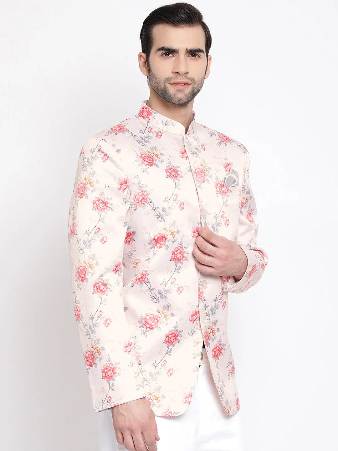 Men's Peach Silk Blend Jodhpuri