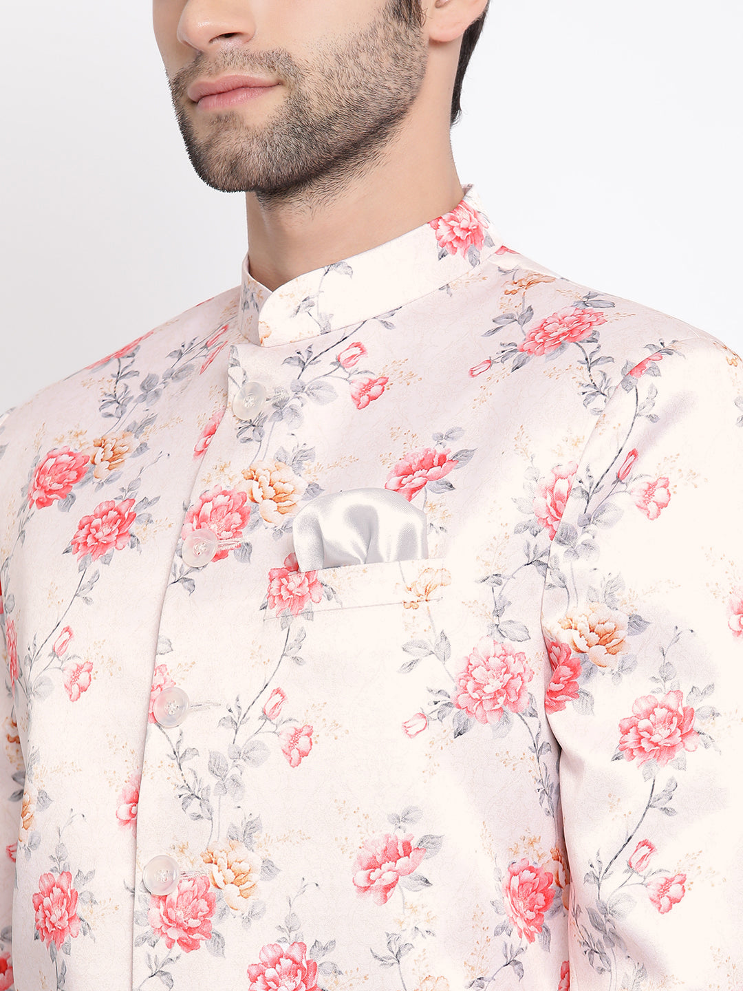 Men's Peach Silk Blend Jodhpuri