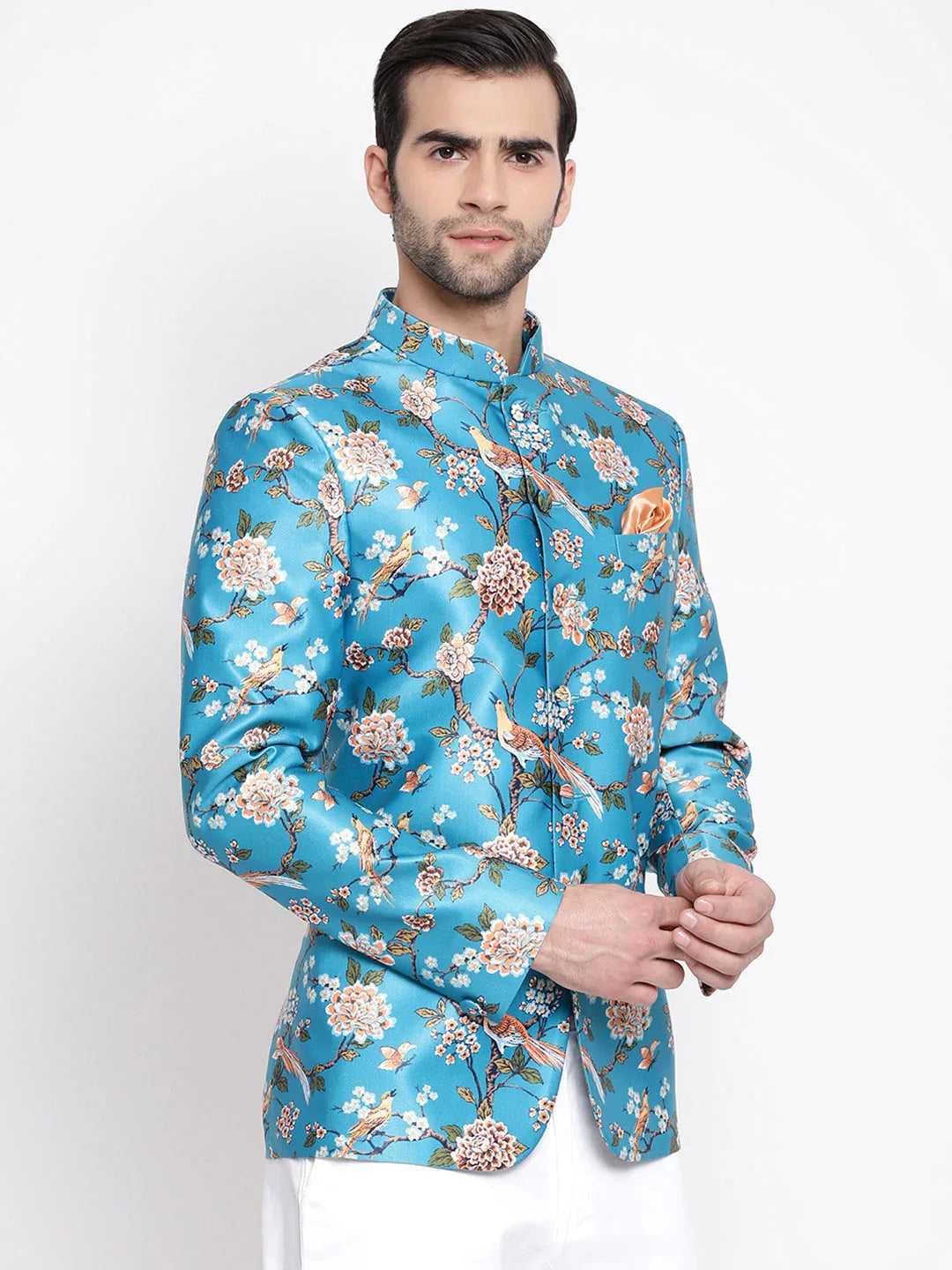 Men's Turquoise Silk Blend Jodhpuri