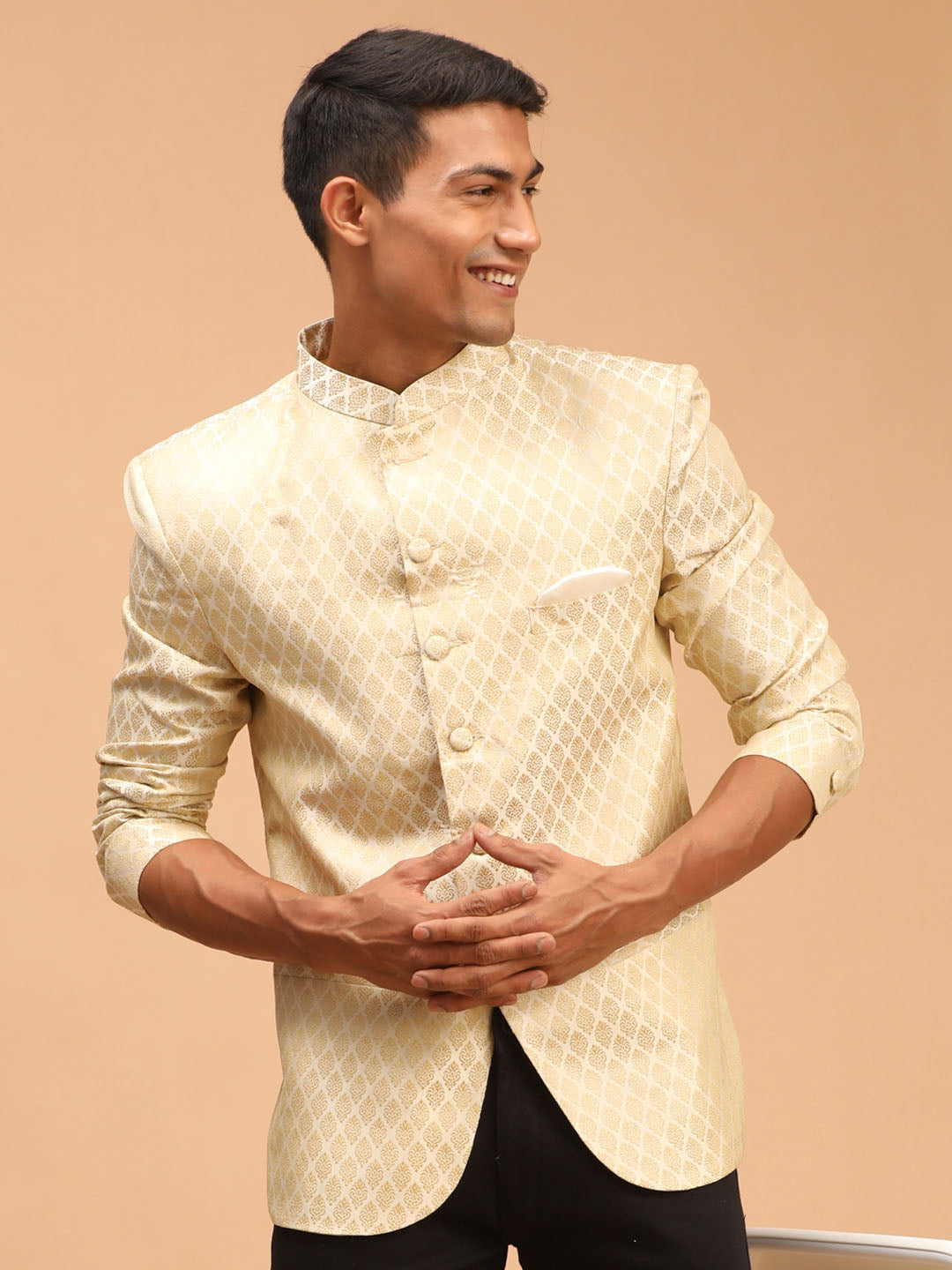 Men's Cream Woven Jodhpuri