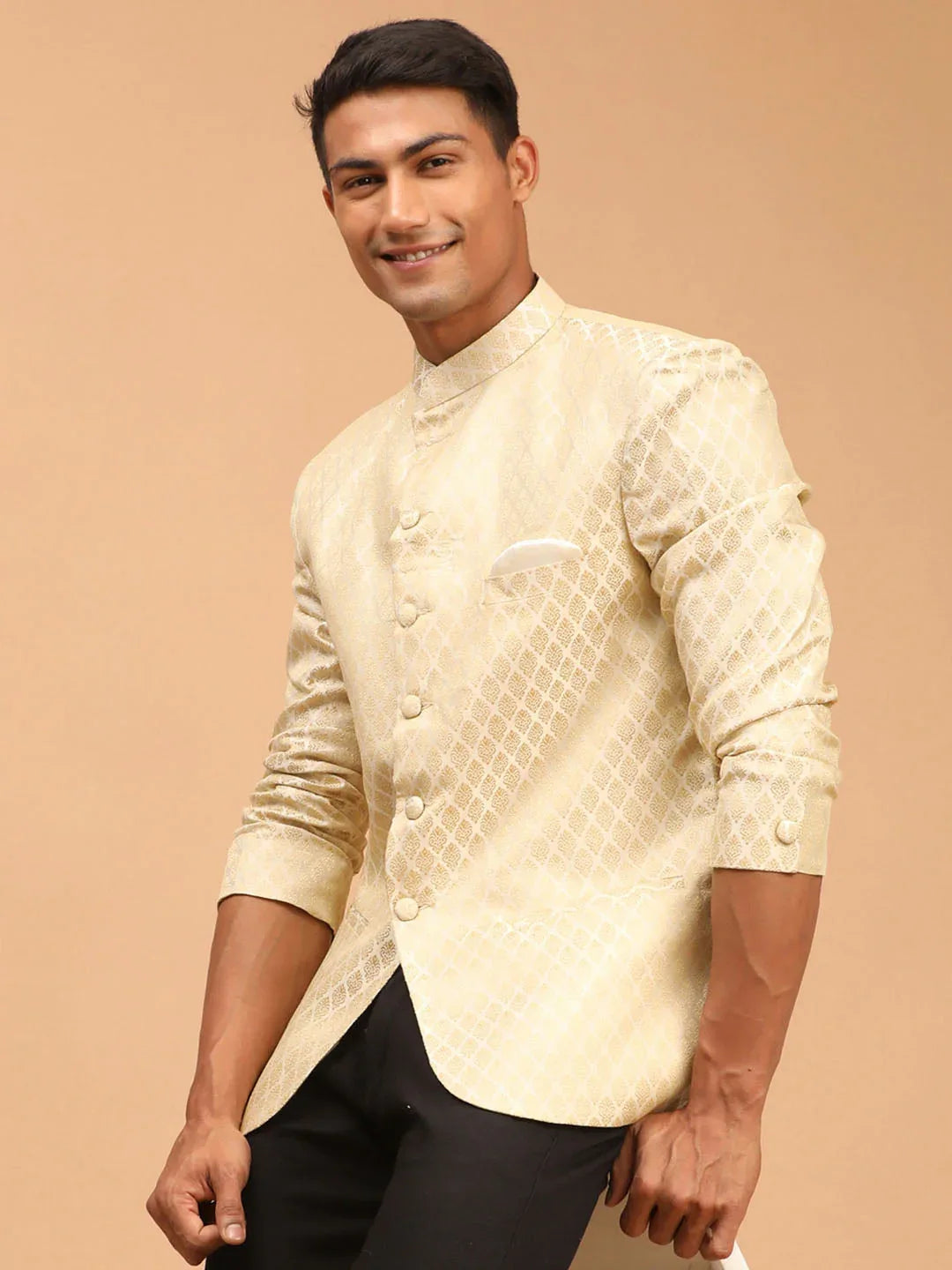 Men's Cream Woven Jodhpuri