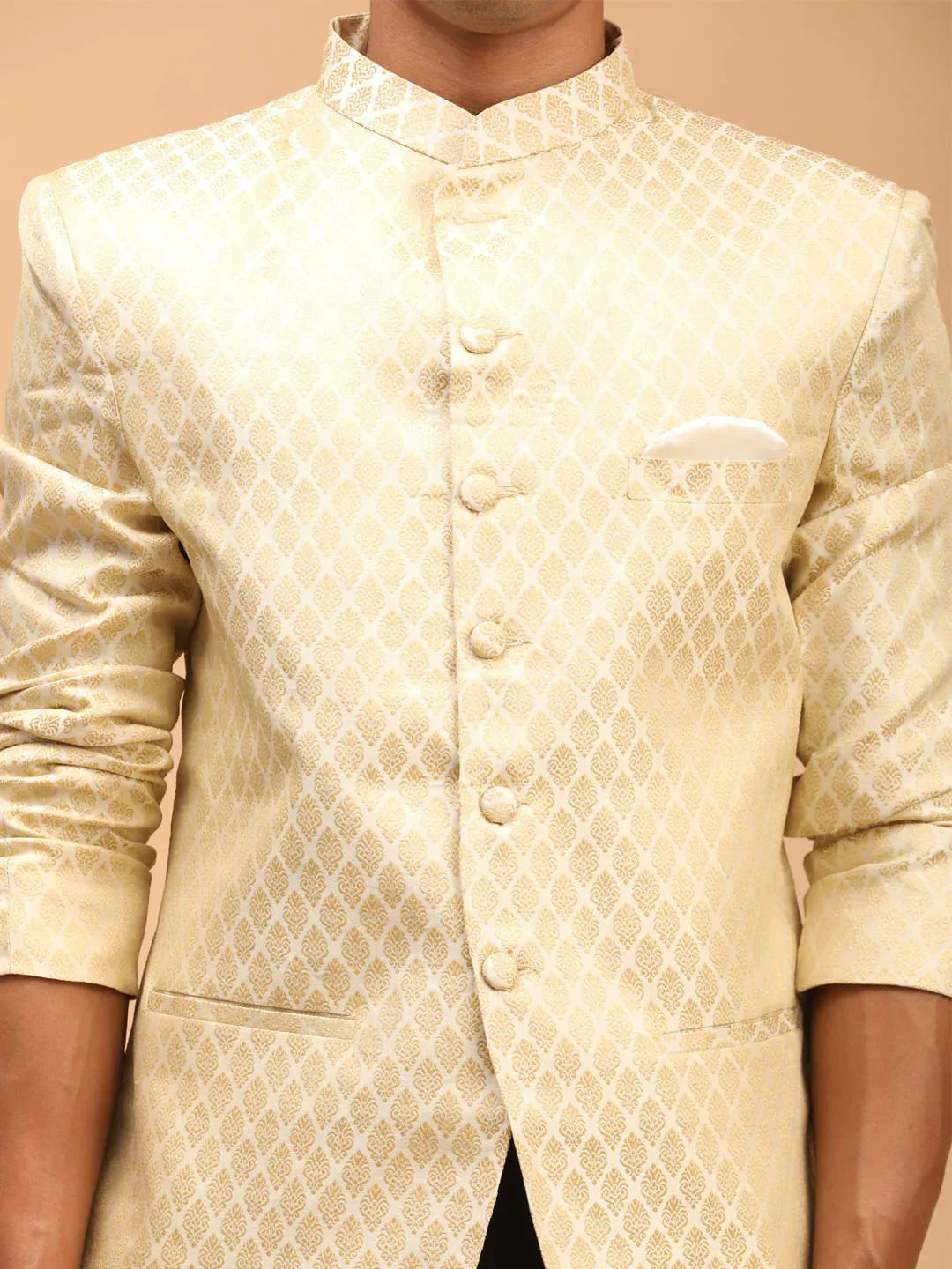 Men's Cream Woven Jodhpuri