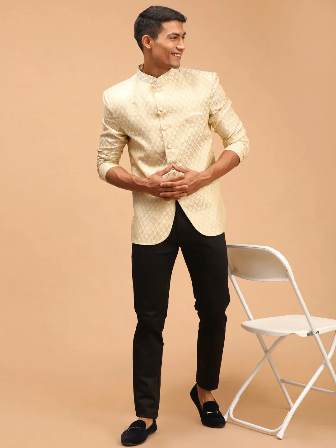Men's Cream Woven Jodhpuri