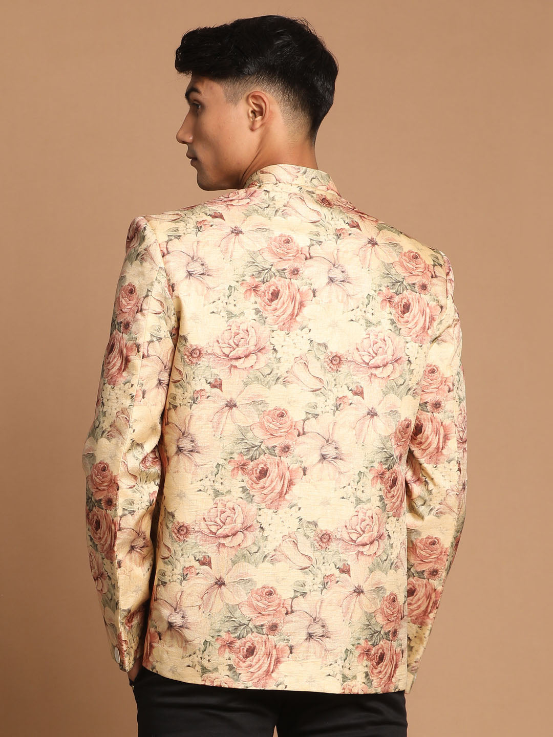 Men's Beige Printed Jodhpuri