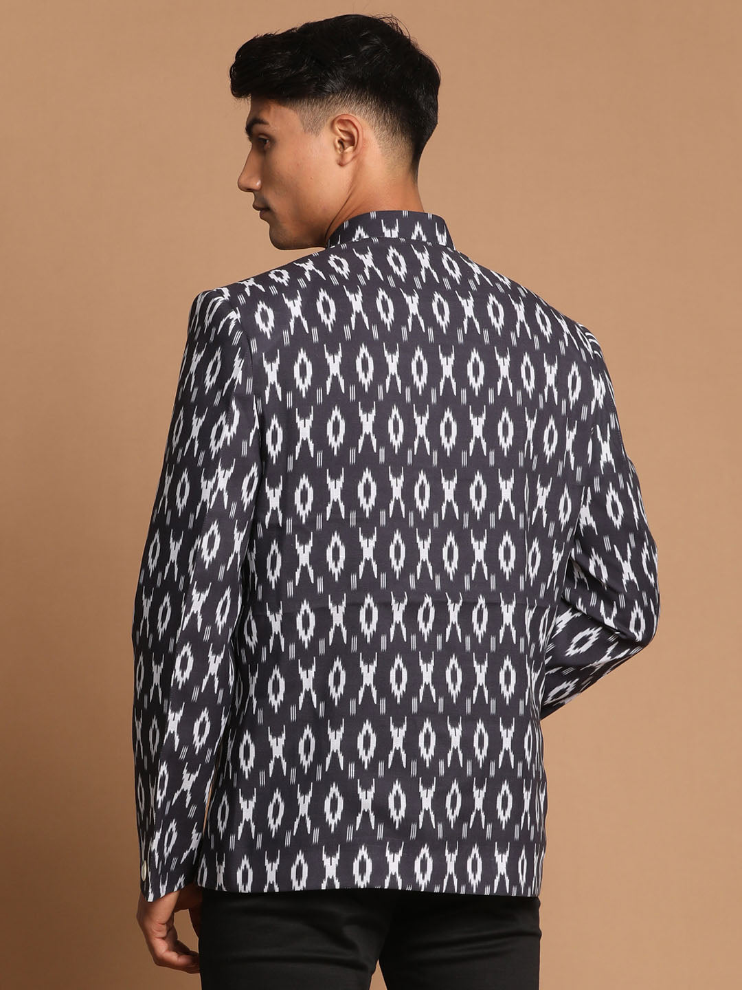 Men's Black Ikaat Print Jodhpuri