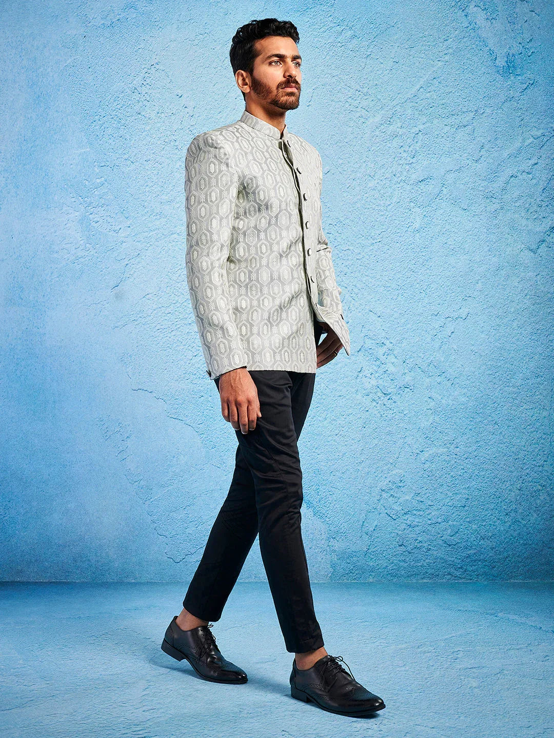 Men's Grey - Jodhpuri Pyjama Set