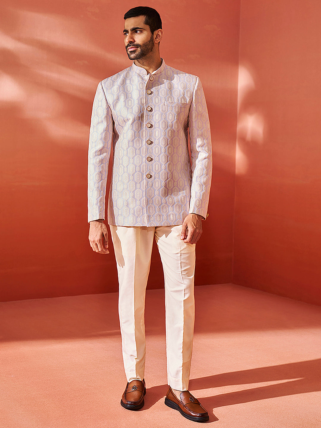 Men's Purple Silk Blend Jodhpuri Pyjama Set