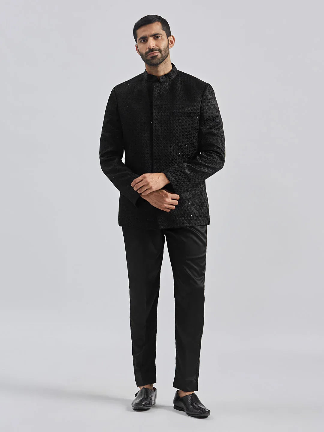 Men's Black Silk Blend Jodhpuri
