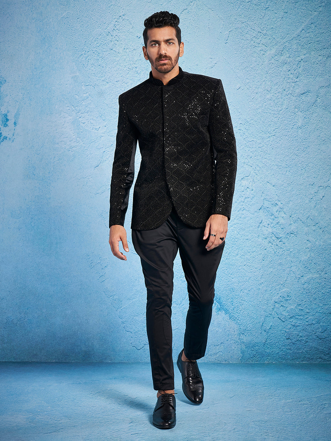 Men's Black - Jodhpuri Pyjama Set