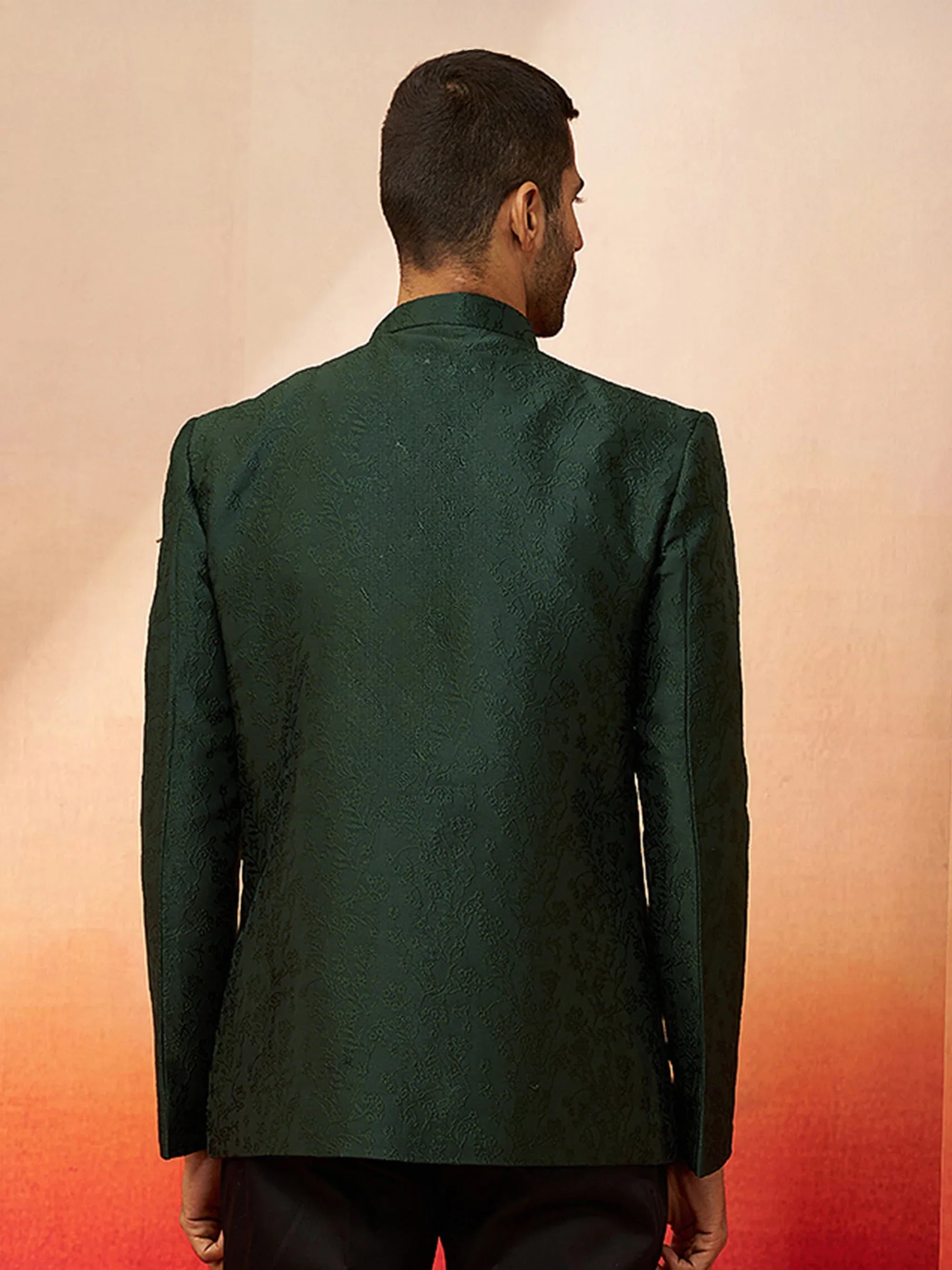 Vastramay Men Bottle Green Silk Jodhpuri