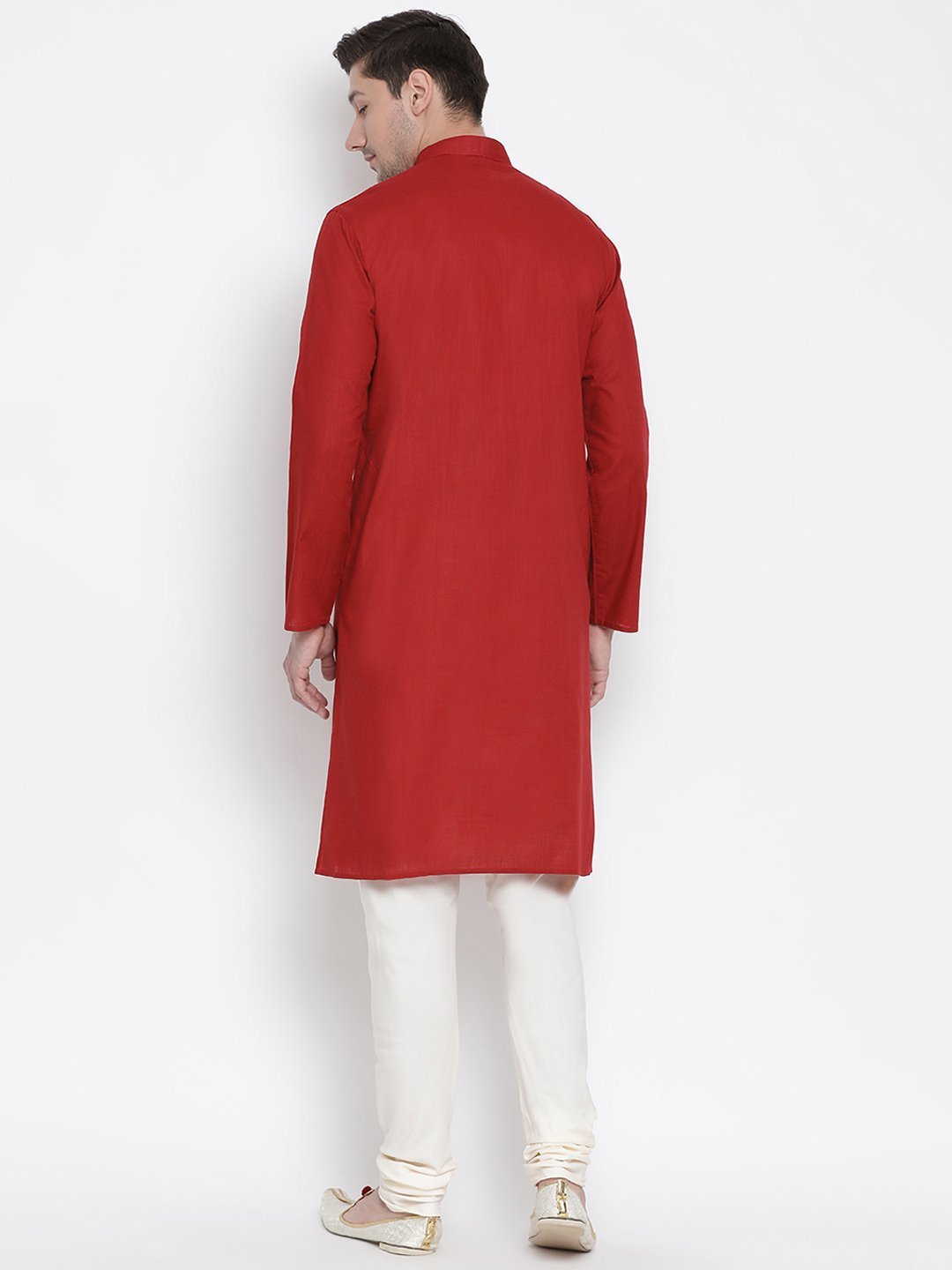 Men's Maroon Cotton Kurta and Pyjama Set