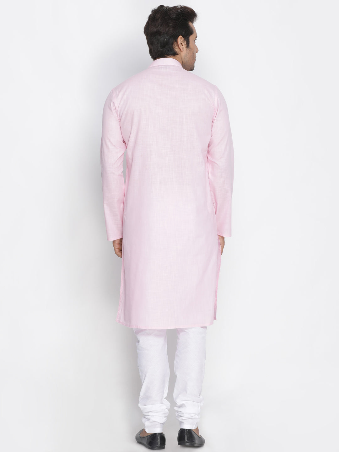 VASTRAMAY Men's Pink Cotton Kurta and Pyjama Set