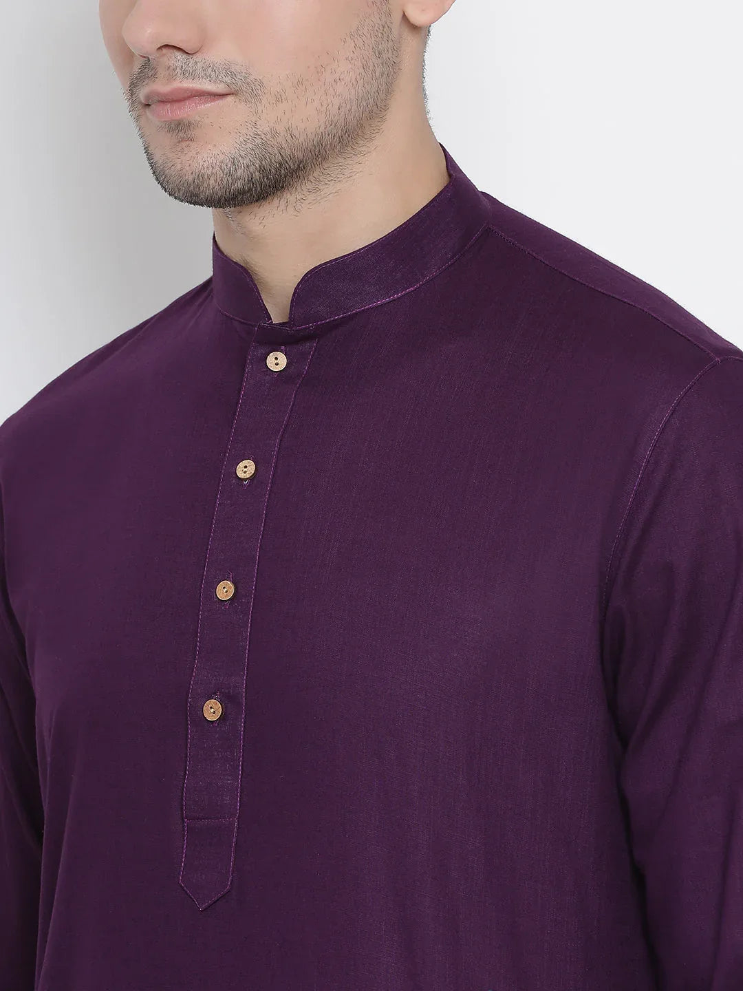 VASTRAMAY Men's Purple Cotton Kurta