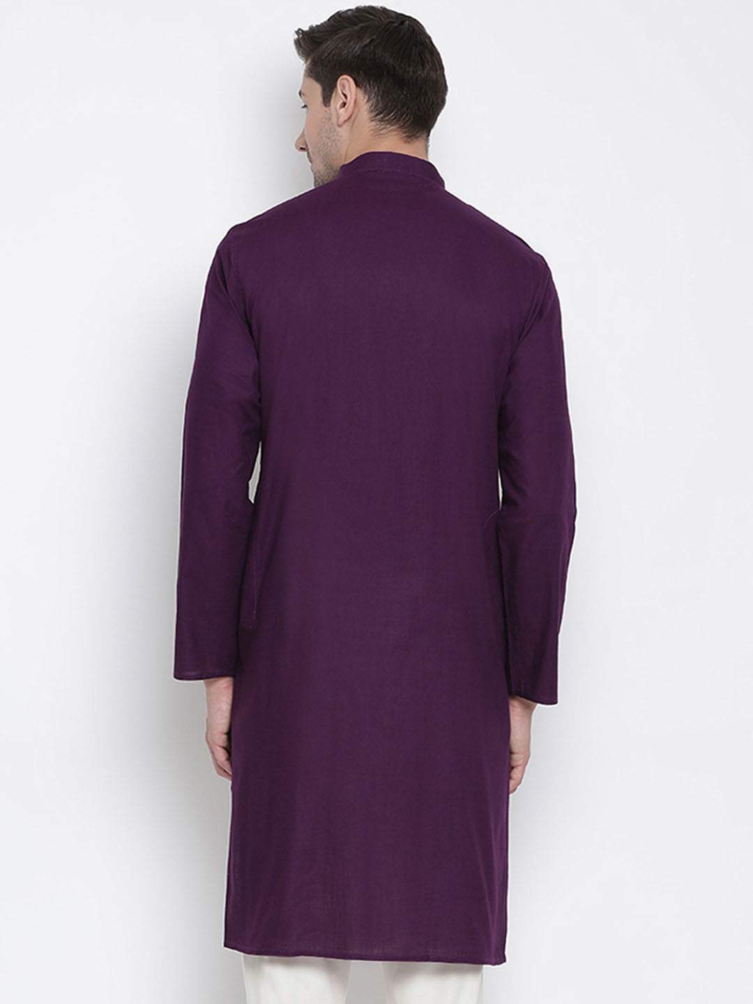 VASTRAMAY Men's Purple Cotton Kurta