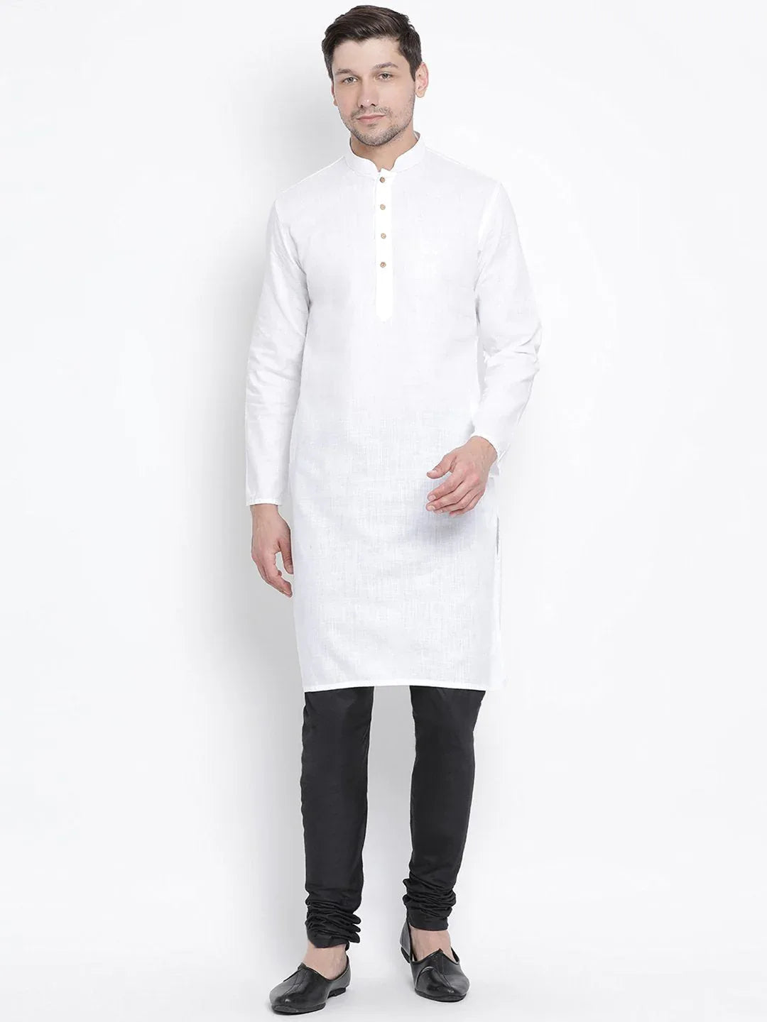VASTRAMAY Men's White Cotton Kurta and Pyjama Set