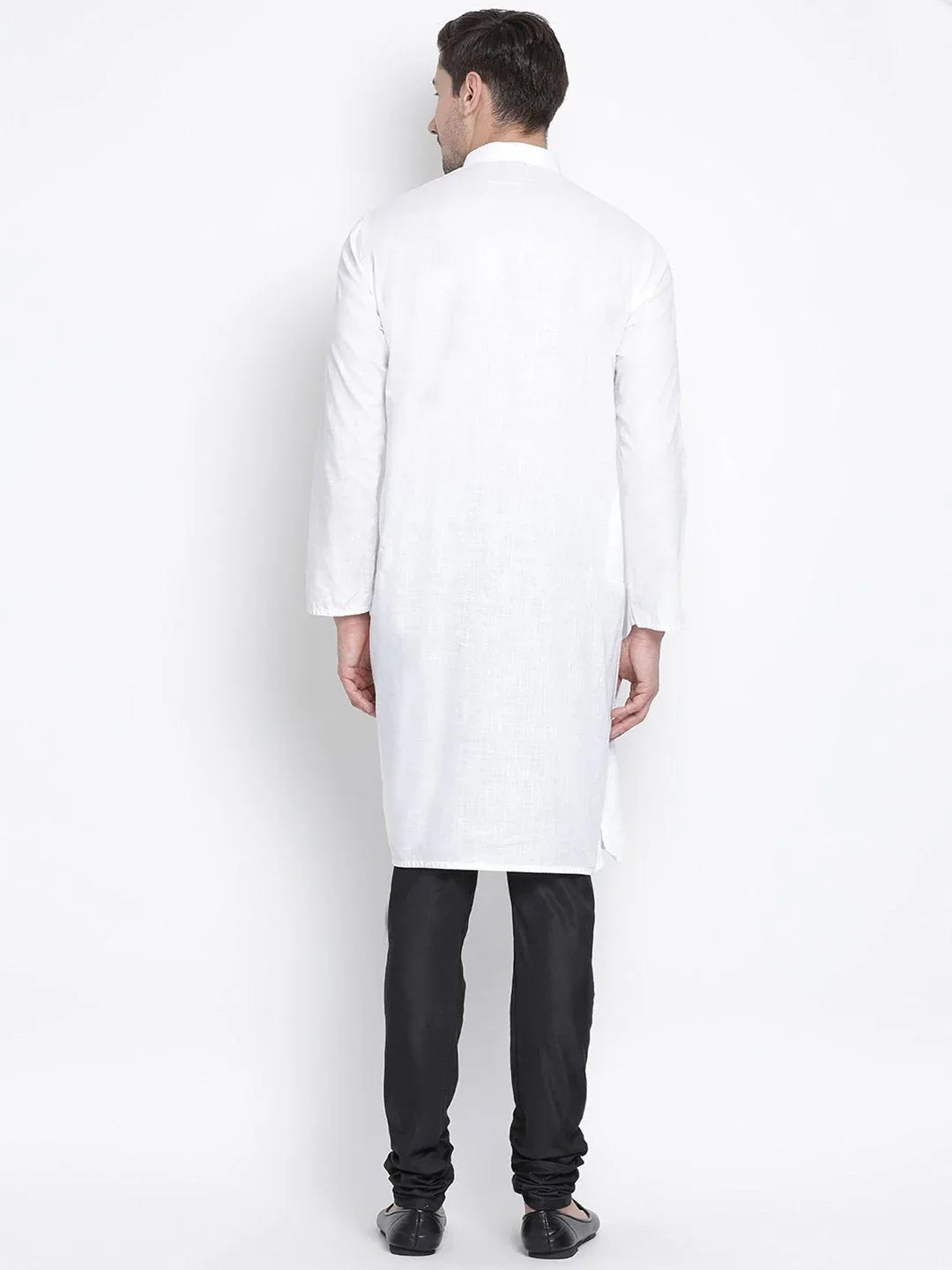 VASTRAMAY Men's White Cotton Kurta and Pyjama Set