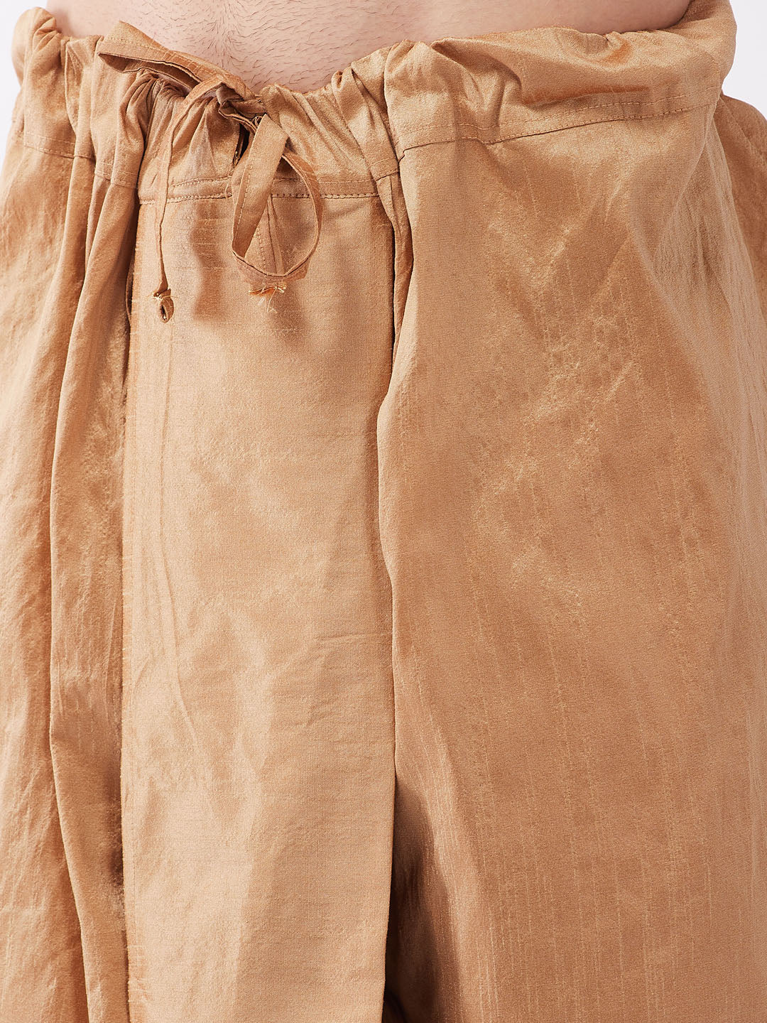 Men's Black And Rose Gold Silk Blend Kurta And Dhoti Set