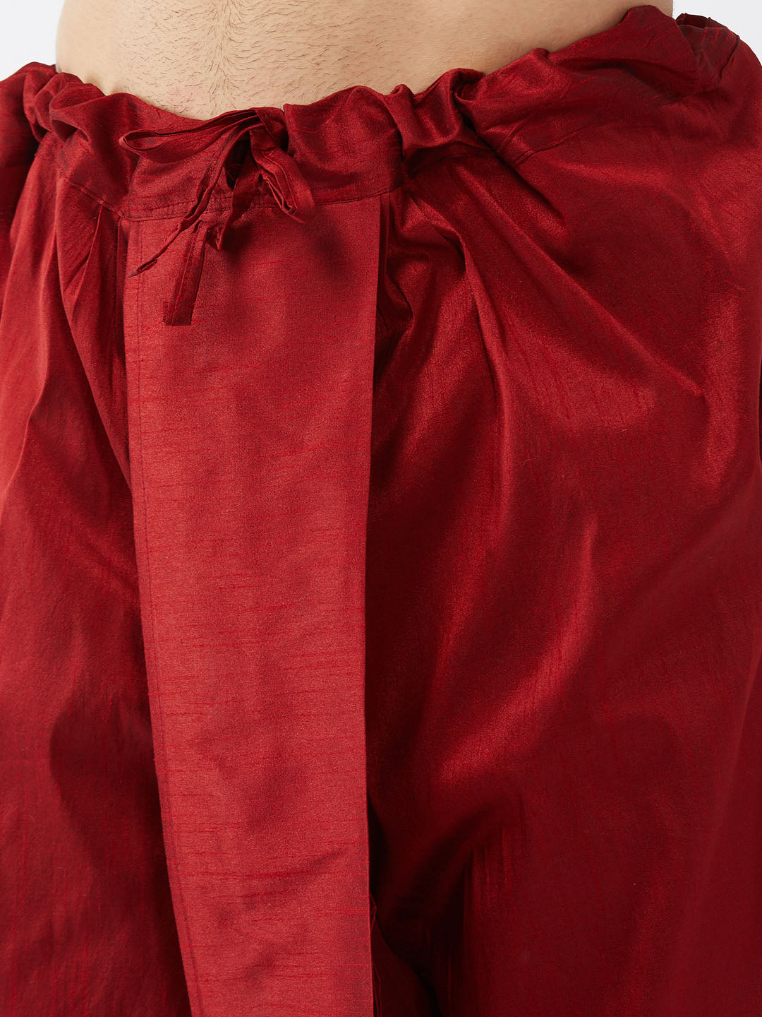 Men's Maroon Silk Blend Kurta And Dhoti Set