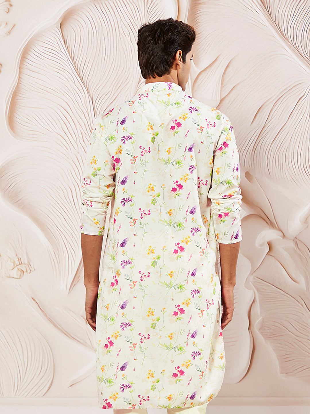 Men's Cream Cotton Blend Kurta