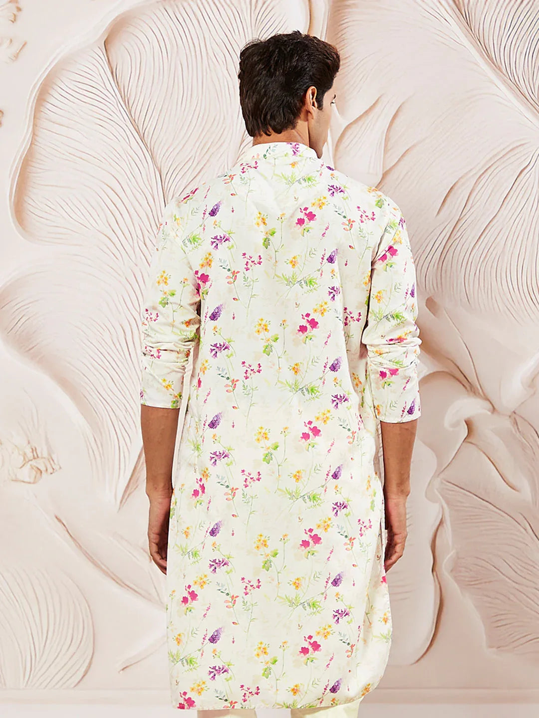 Men's Cream Cotton Blend Kurta