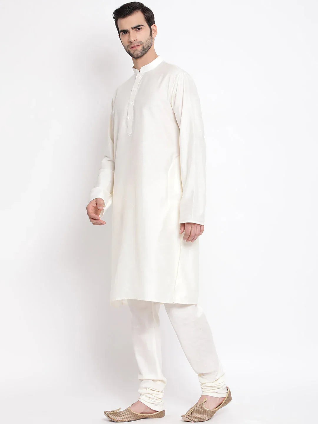 Men's Cream Viscose Rayon Kurta Pyjama Set