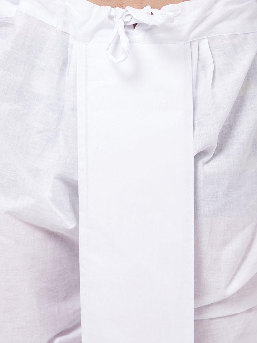 Men's Mehdi Green Solid Cotton Blend Kurta And White Dhoti Set