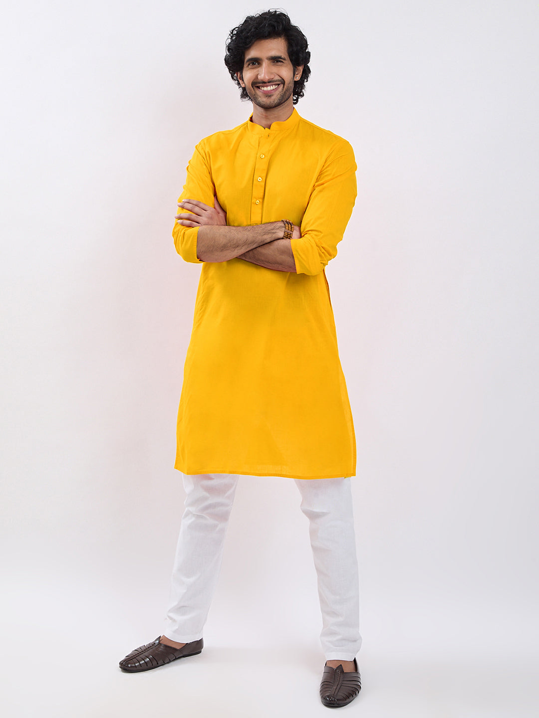 Men's Yellow Cotton Kurta