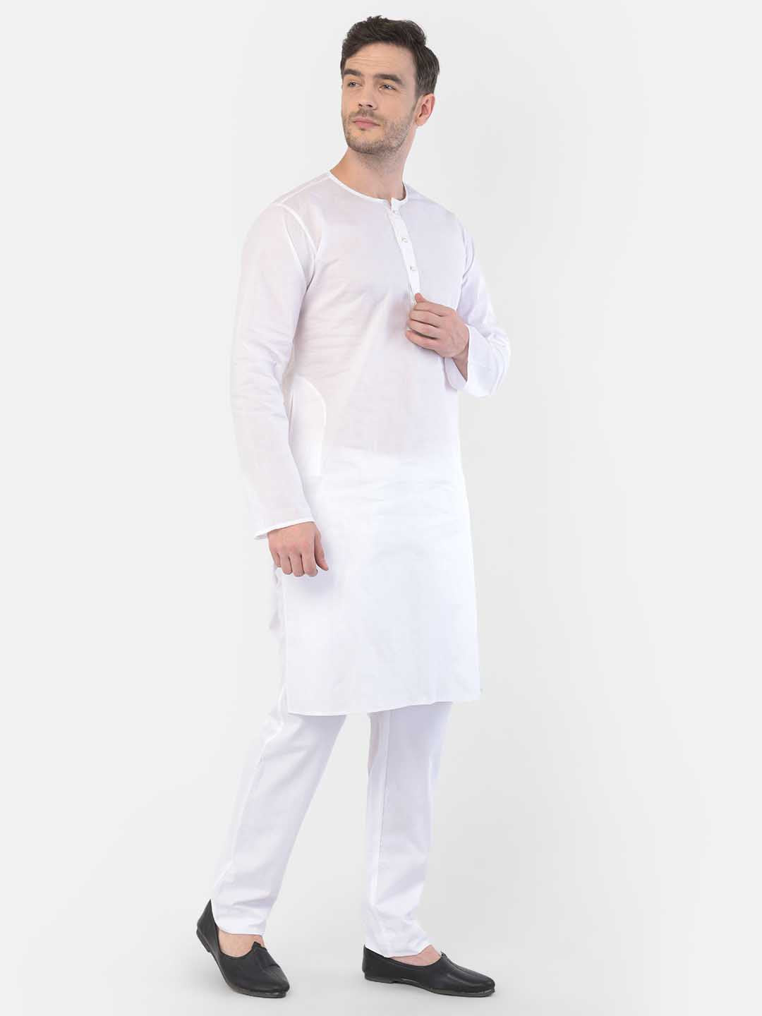 Men's White Cotton Addi Kurta