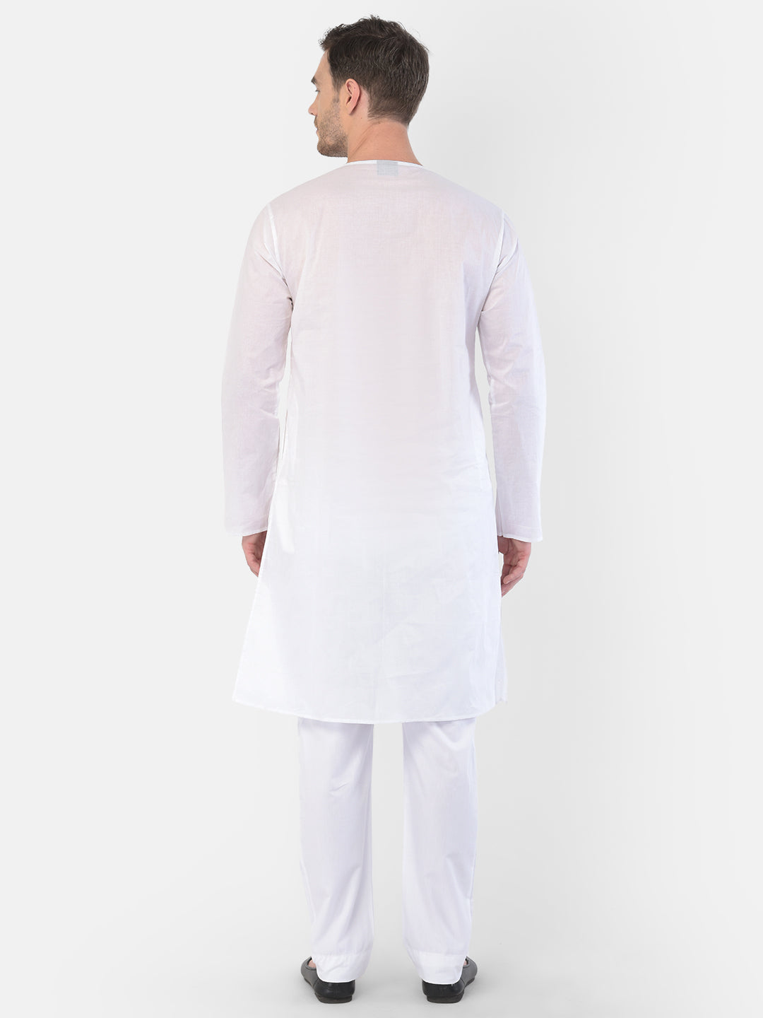 Men's White Cotton Addhi Kurta Pyjama Set