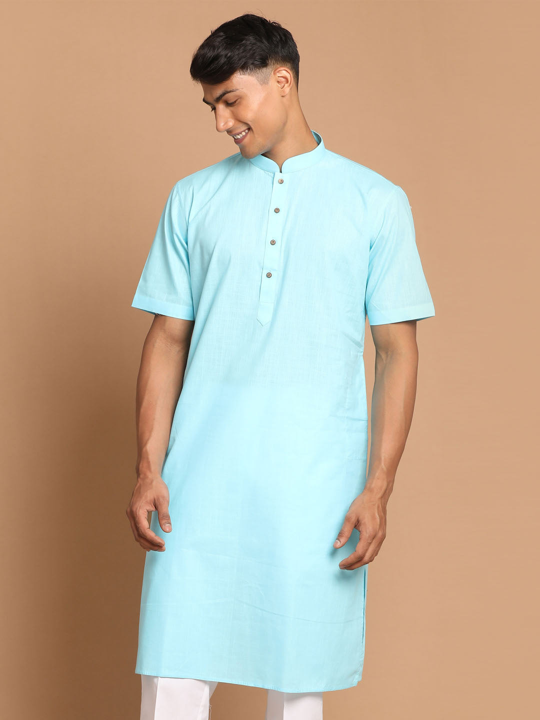 Men's Blue Solid Kurta
