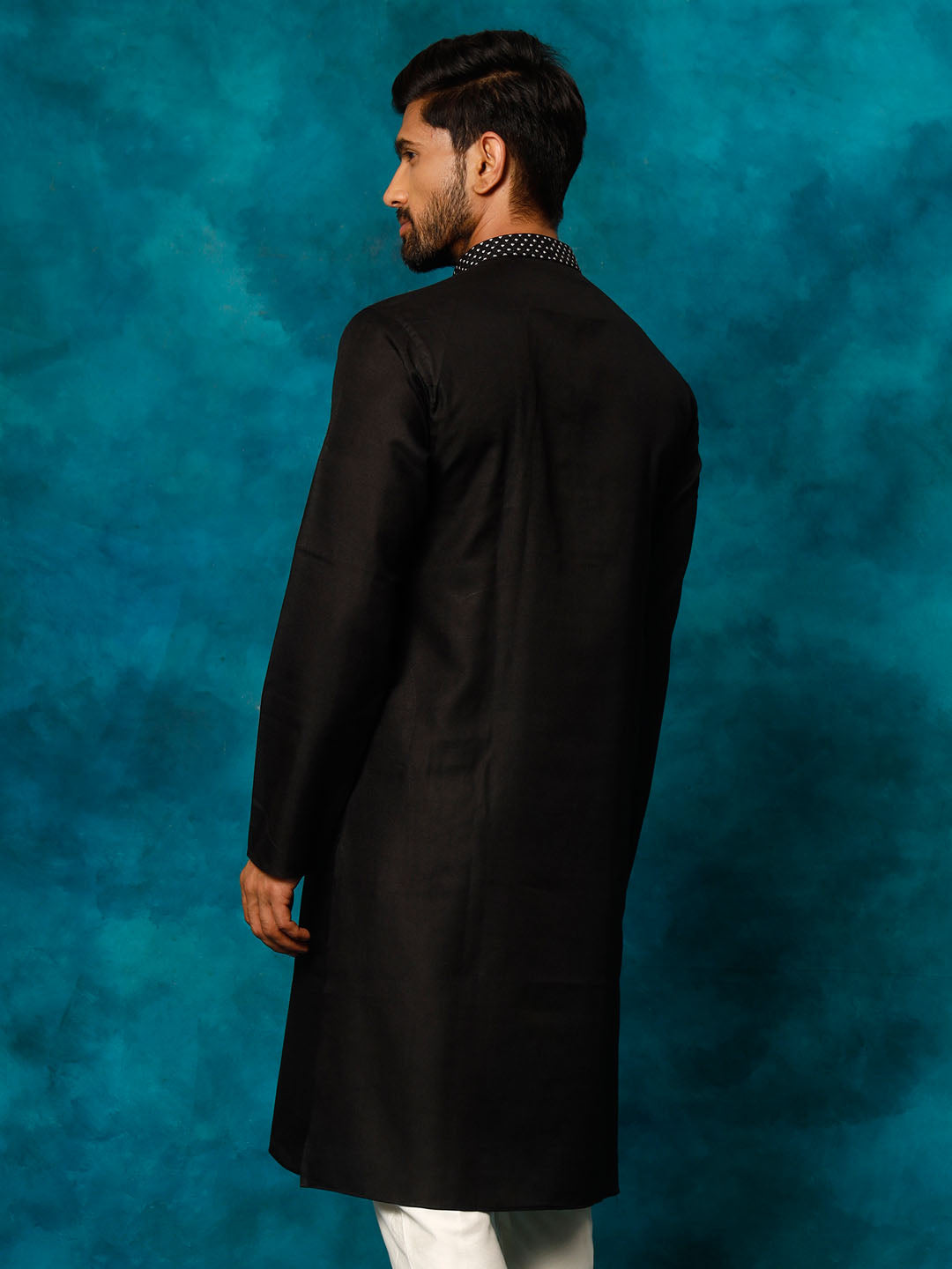 Men's Black Cotton Blend Ethnic Kurta