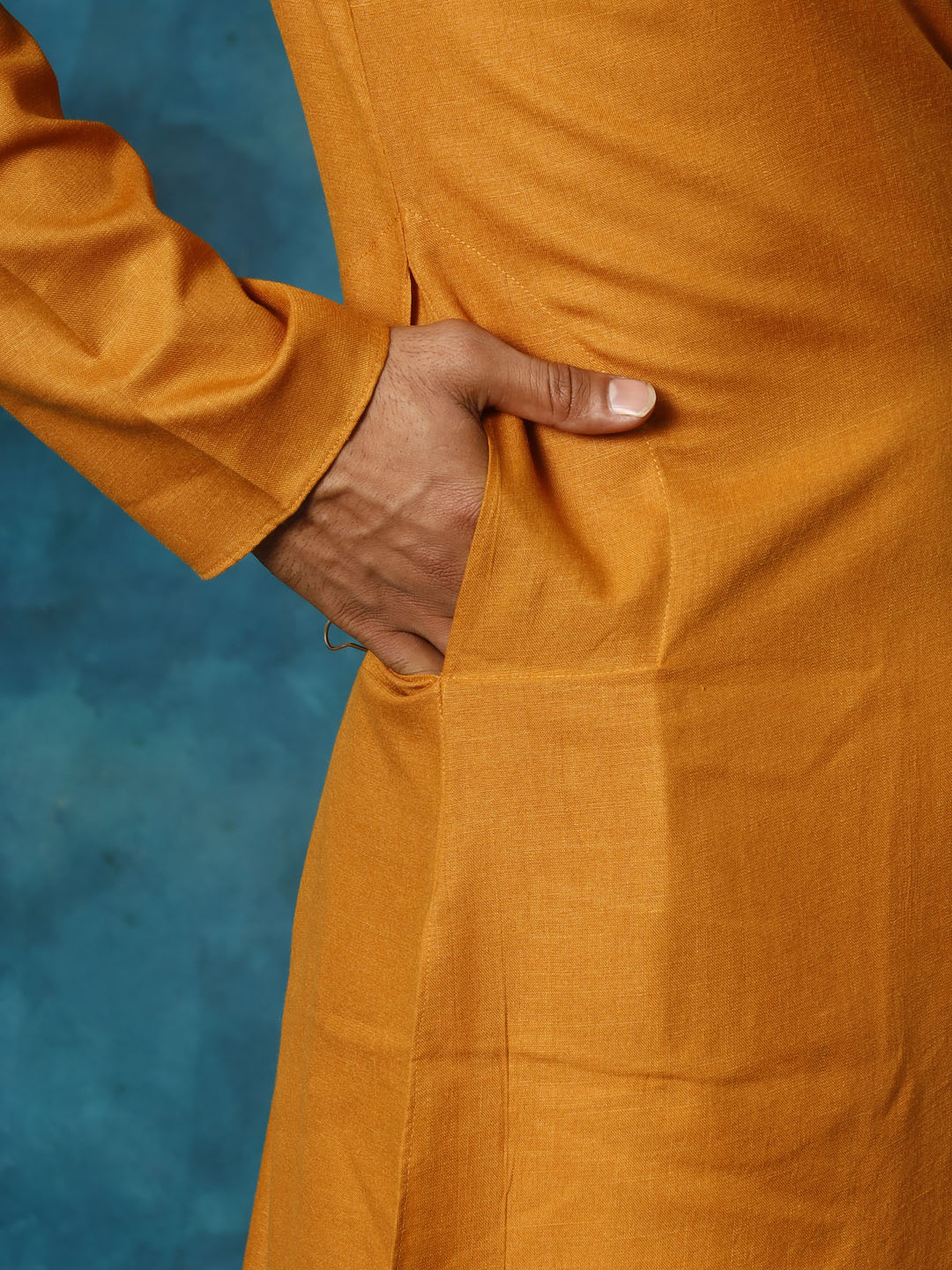 Men's Rust Cotton Blend Ethnic Kurta