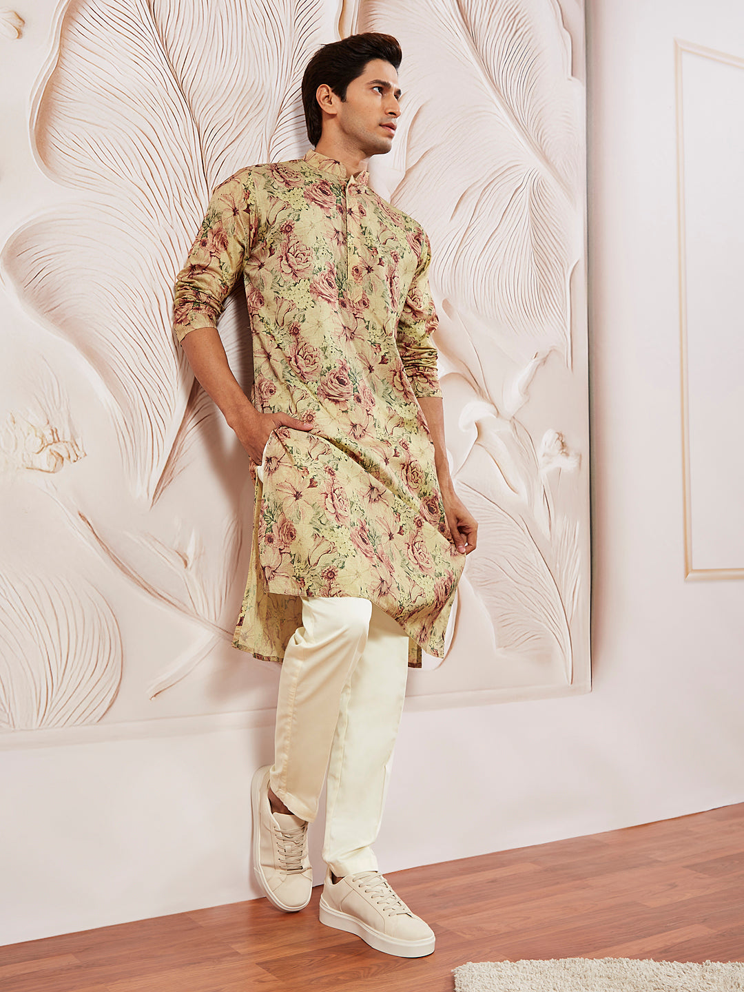 Men's Brown Silk Blend Kurta And Pyjama Set