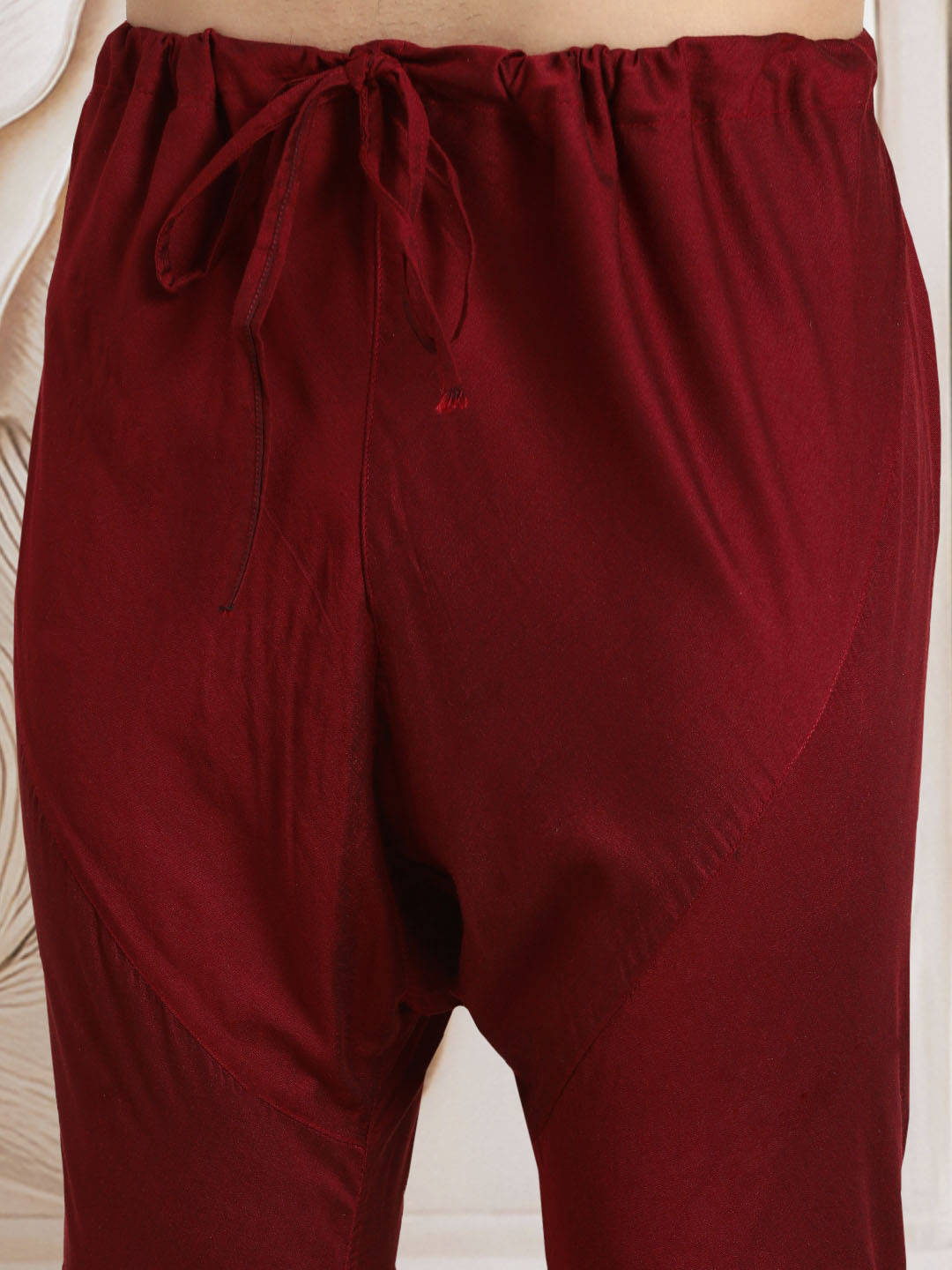 Men's Maroon Viscose Kurta, Pant And Dupatta Set