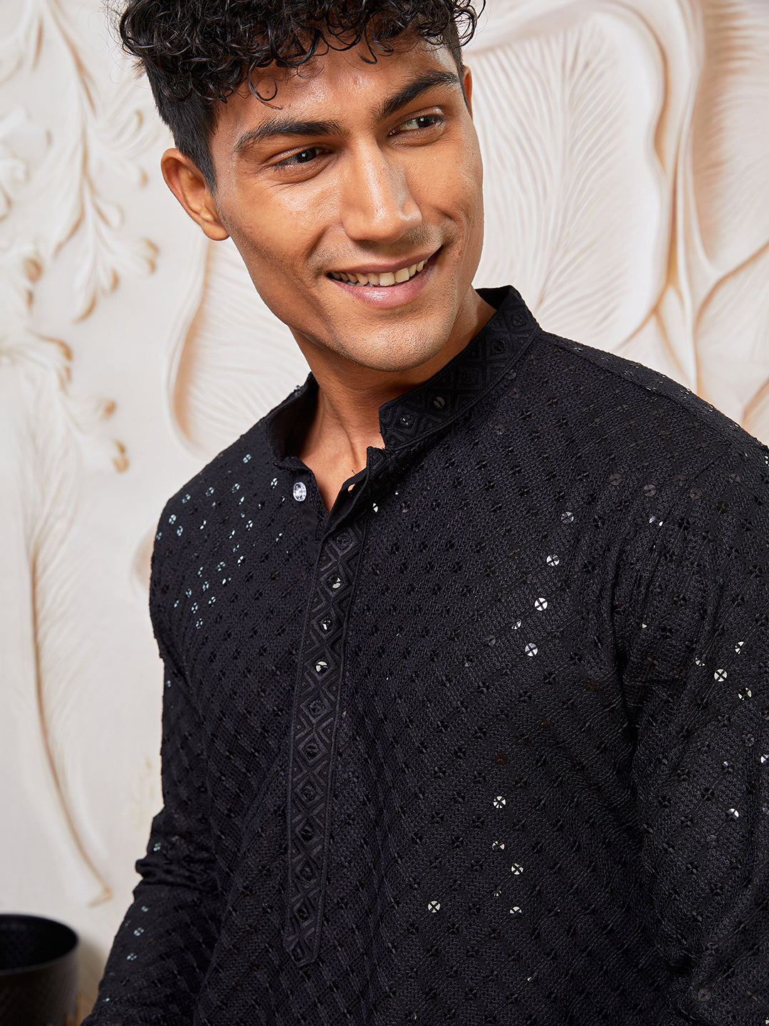 Men's Black And White Rayon Cotton Kurta Patiala Set