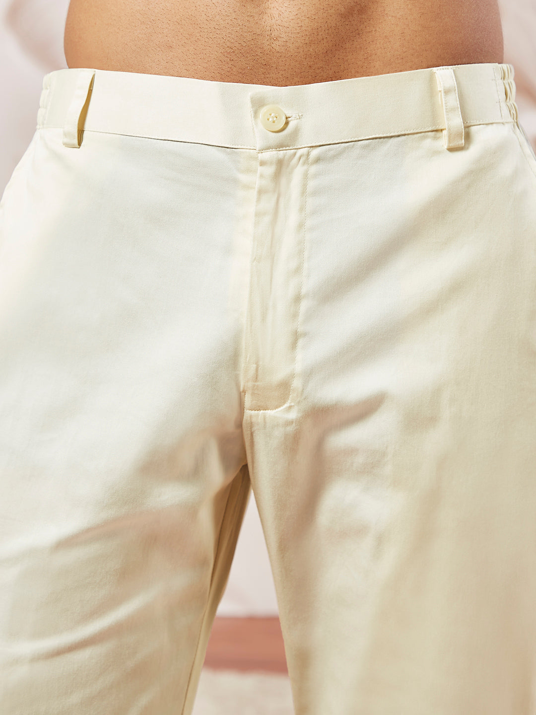 Men's Cream Silk Blend Kurta Pyjama Set