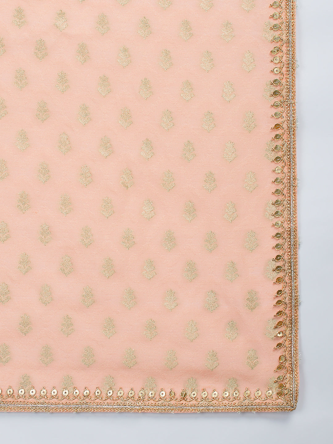 Men's Peach Jacquard Silk Kurta with Dupatta Set