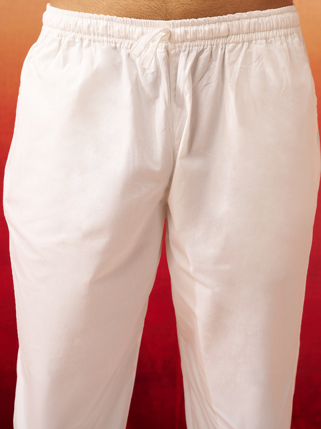 Men's White Jacquard Kurta with Pyjama