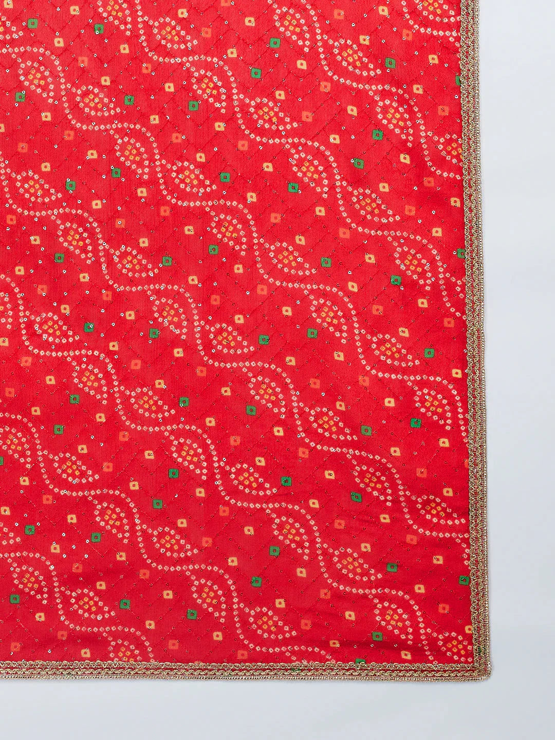 Men's Red And Cream Chinon Kurta And Pyjama Set.
