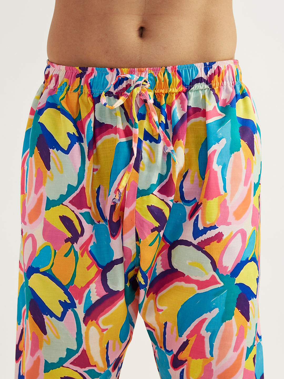 Men's Multicolour Crepe Kurta And Pyjama Set