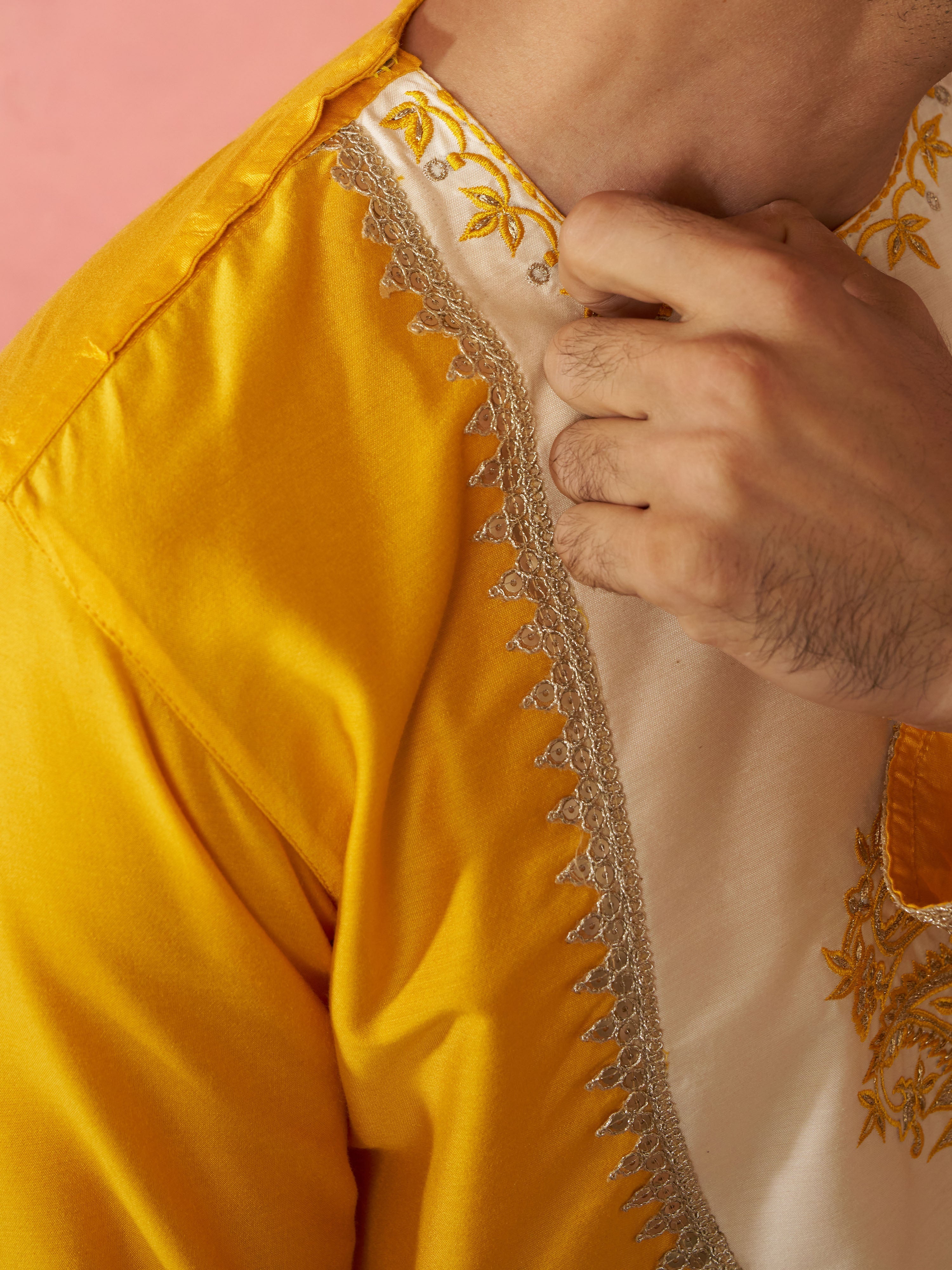 Men's Yellow Viscose Kurta