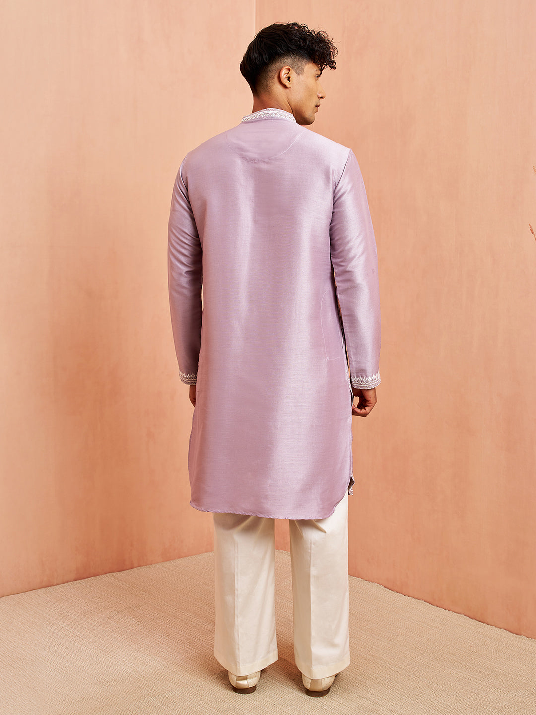 Men's Purple Silk Kurta Pyjama Set