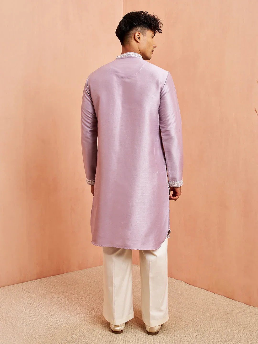 Men's Purple Silk Kurta Pyjama Set