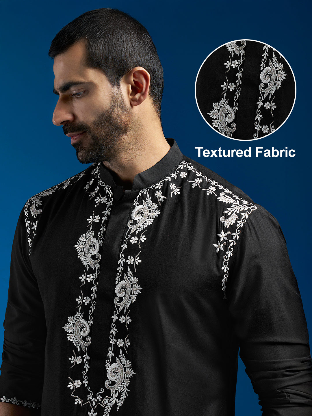 Men's Black Viscose Kurta And Pyjama Set
