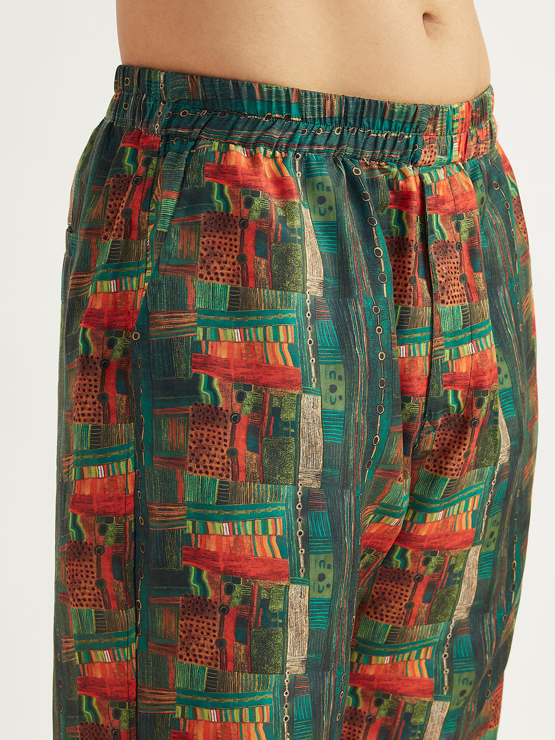 Men's Green Crepe Kurta And Pyjama Set