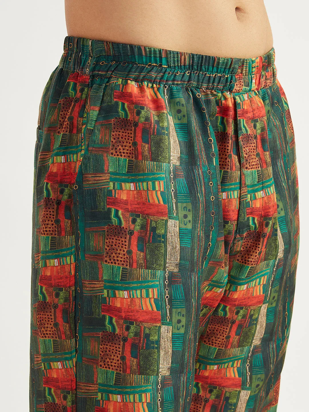 Men's Green Crepe Kurta And Pyjama Set