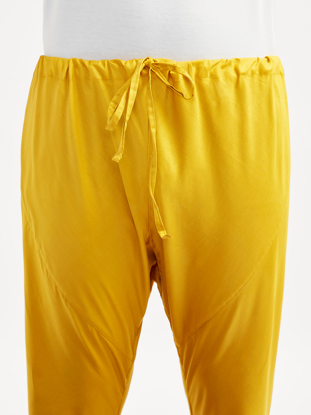 Men's Yellow Cotton Blend Kurta Pyjama Set