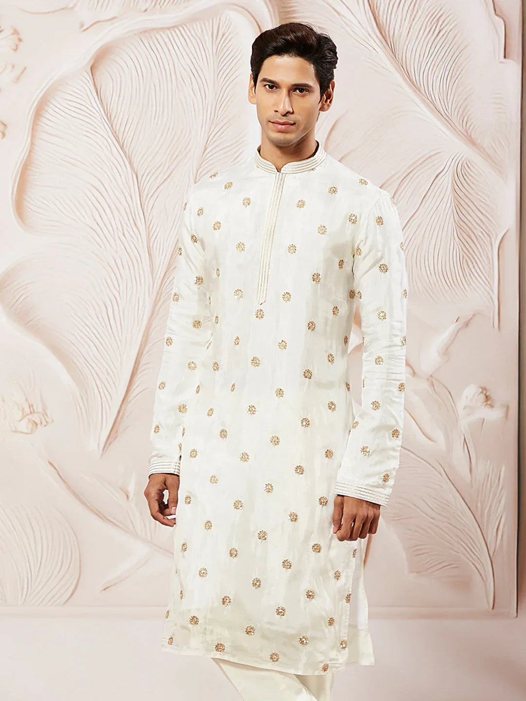 Men's White Tissue Silk Kurta