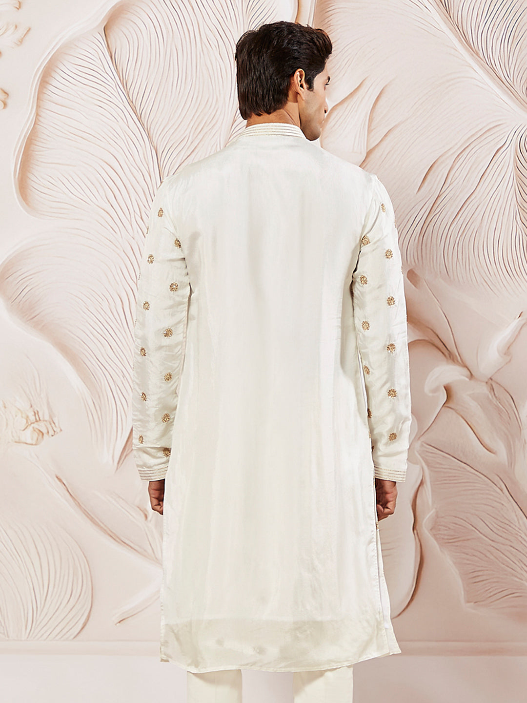 Men's White Tissue Silk Kurta